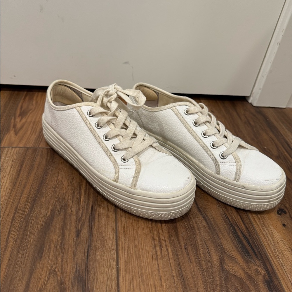 Steve Madden White Platform Lace-Up Sneakers